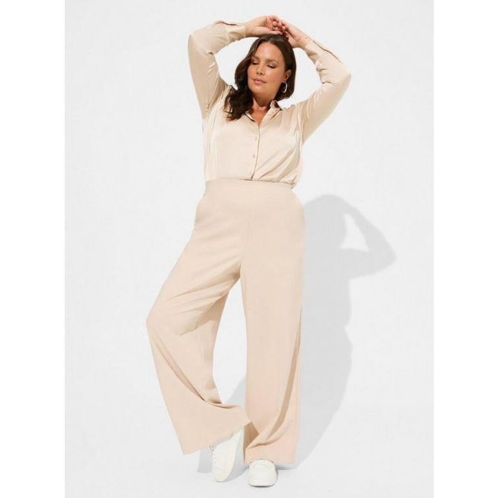 Torrid Pants Pull On Wide Leg Studio Refined Crepe NEW High Rise Smoke Gray Crea
